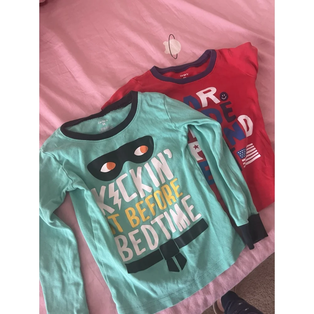 Boys 4T long sleeve jacket pajamas bundle 4 pants 2 long sleeve Pre Own